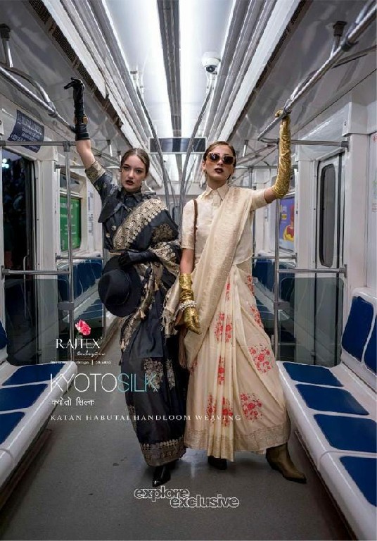 Rajtex Kyotosilk Wholesale Habutai Silk Handloom Weaving Ethnic Sarees