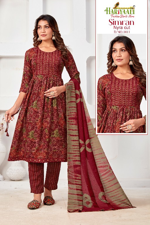 Hariyaali Simran Wholesale Nyra Cut Kurti With Pant And Dupatta