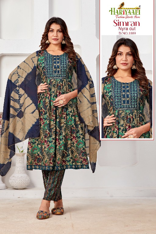 Hariyaali Simran Wholesale Nyra Cut Kurti With Pant And Dupatta