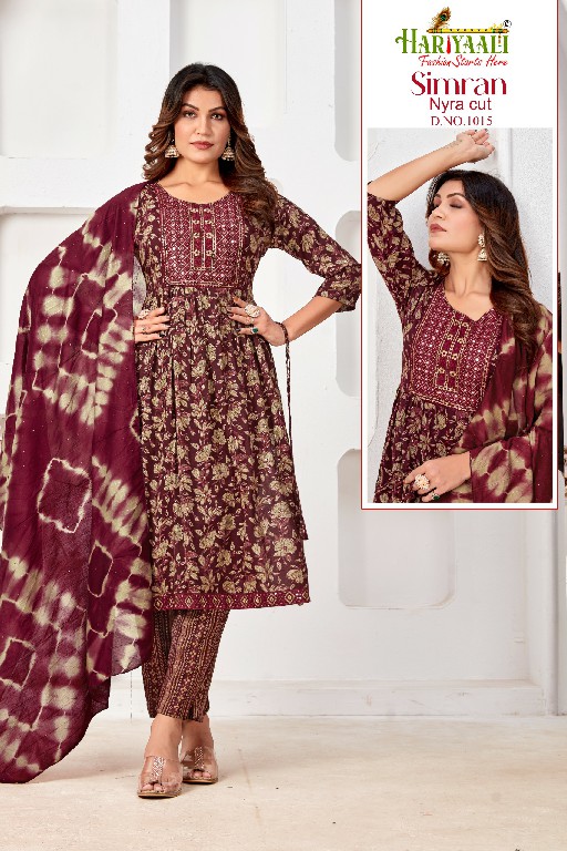 Hariyaali Simran Wholesale Nyra Cut Kurti With Pant And Dupatta