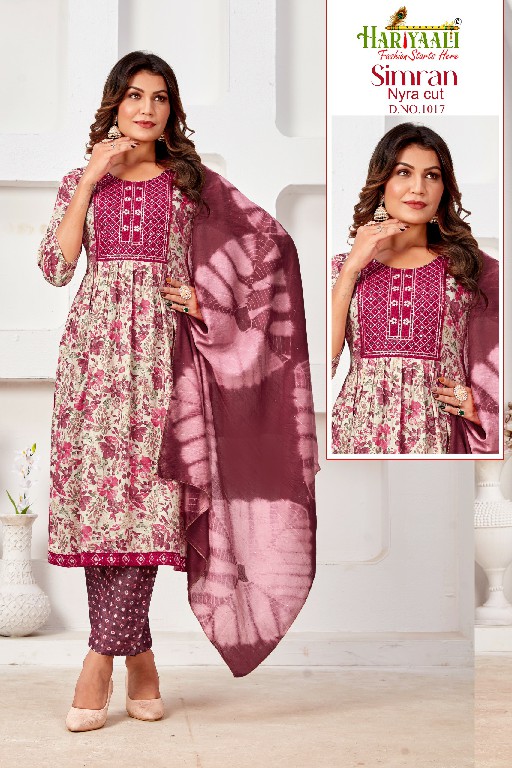 Hariyaali Simran Wholesale Nyra Cut Kurti With Pant And Dupatta