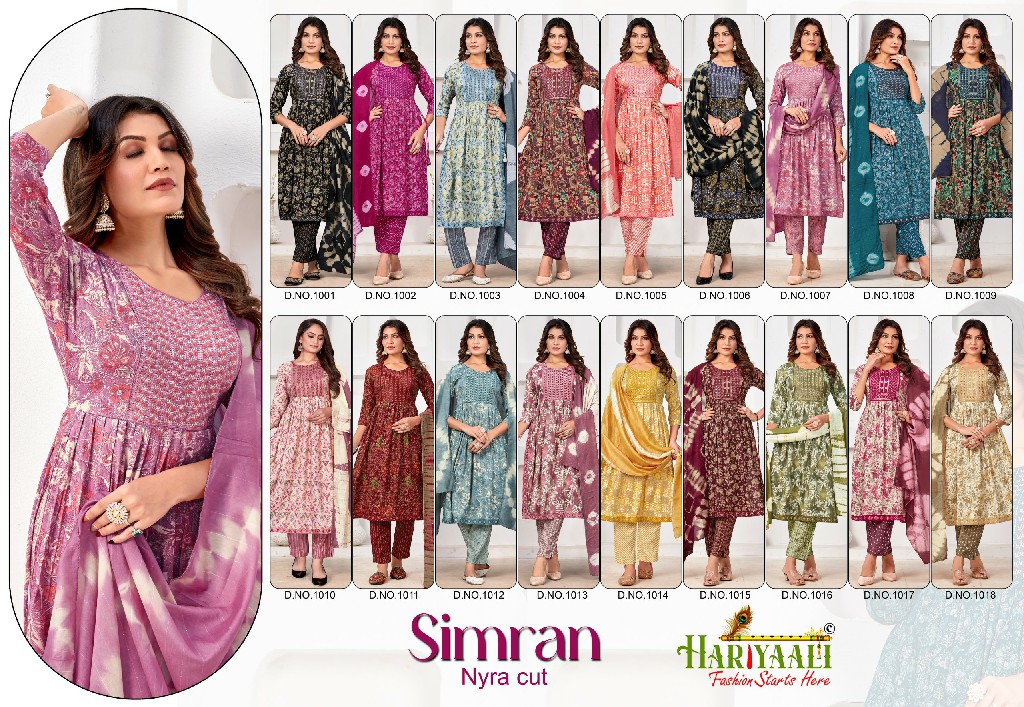 Hariyaali Simran Wholesale Nyra Cut Kurti With Pant And Dupatta