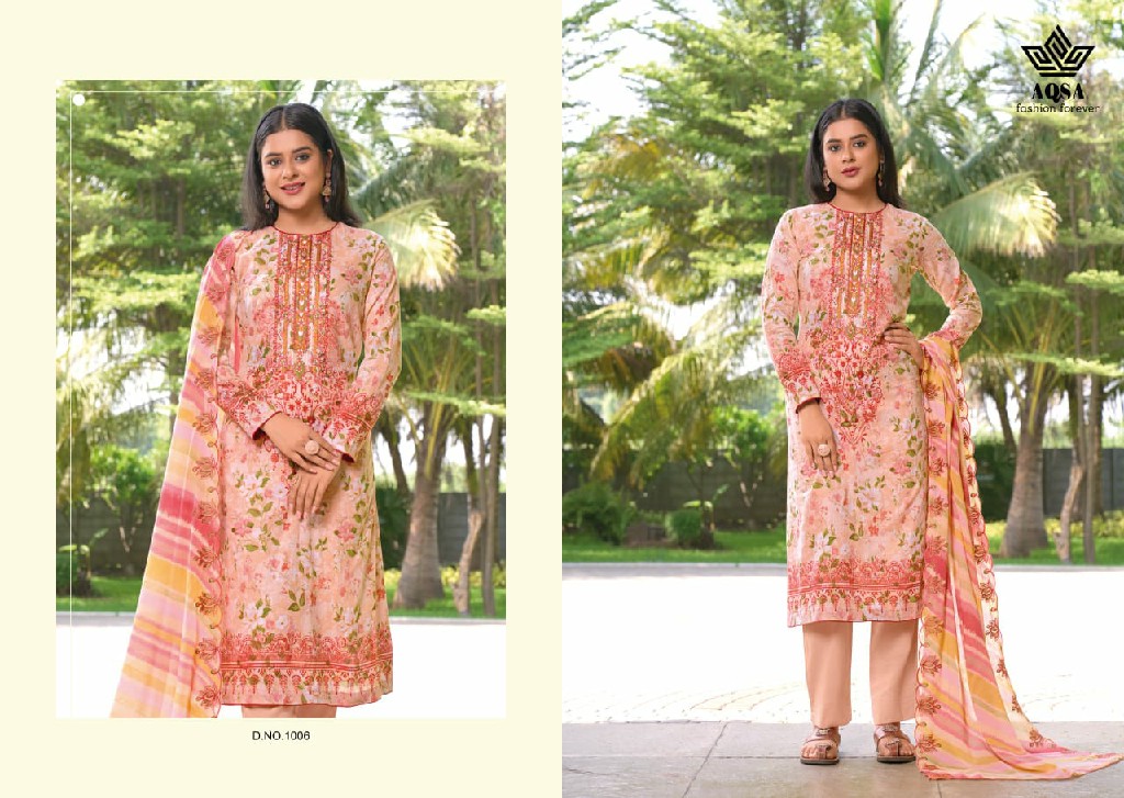 AQSA Neysa Wholesale Cambric Cotton With Exclusive Work Dress Material