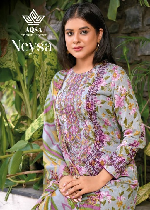 AQSA Neysa Wholesale Cambric Cotton With Exclusive Work Dress Material