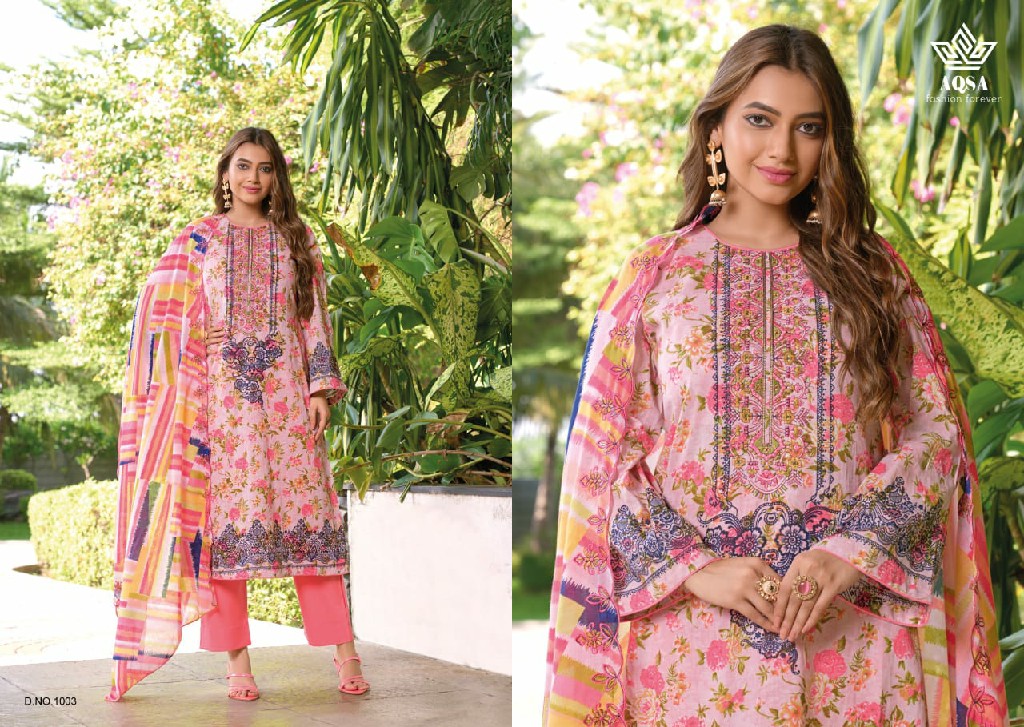 AQSA Neysa Wholesale Cambric Cotton With Exclusive Work Dress Material