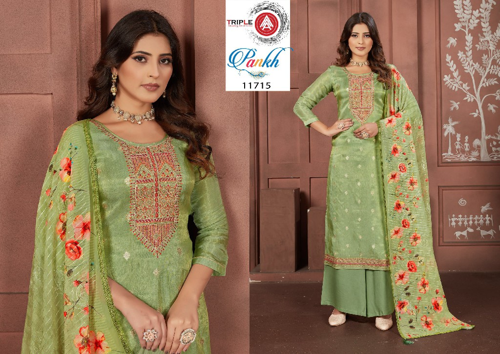pankh by triple aaa pretty look organza unstitch salwar kameez