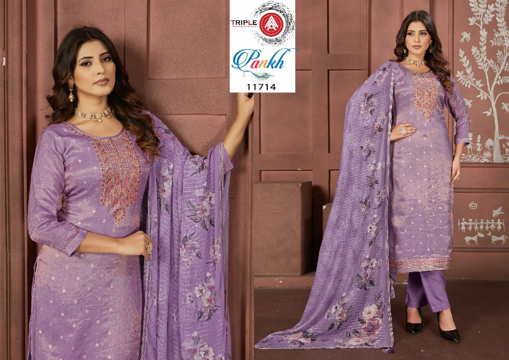 pankh by triple aaa pretty look organza unstitch salwar kameez