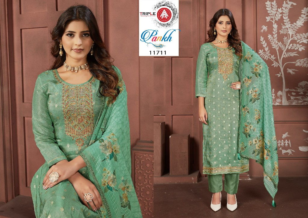 pankh by triple aaa pretty look organza unstitch salwar kameez