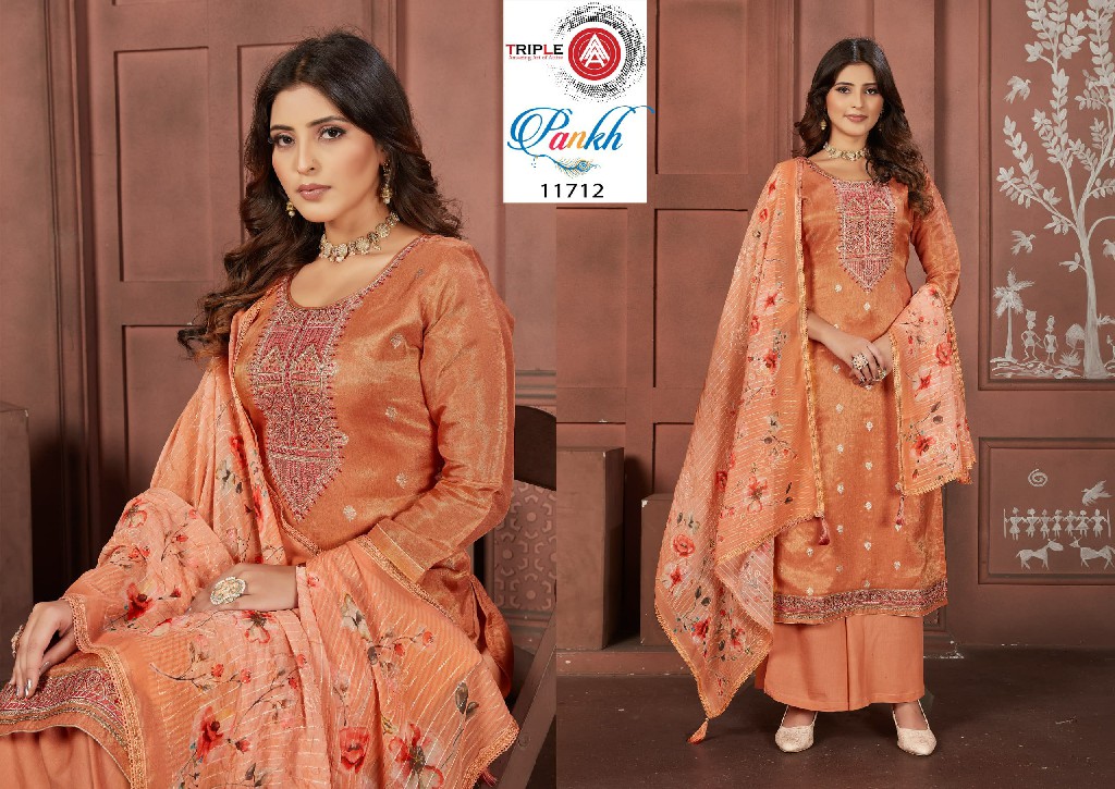 pankh by triple aaa pretty look organza unstitch salwar kameez