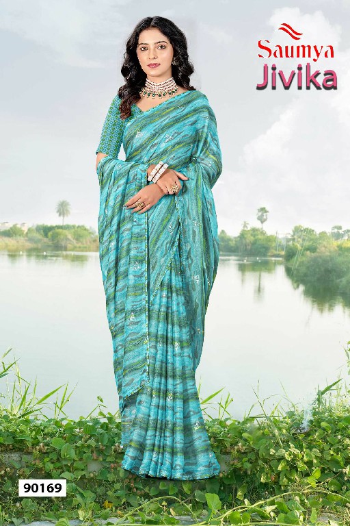 Saumya Jivika Wholesale Moss Rimzim Patta Ethnic Indian Sarees