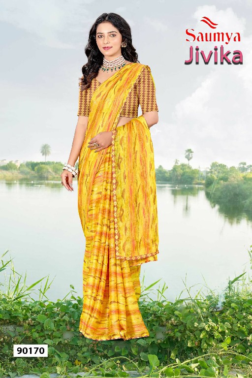 Saumya Jivika Wholesale Moss Rimzim Patta Ethnic Indian Sarees
