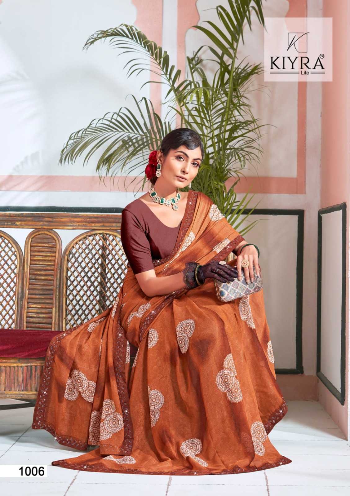 kiyra kamalkunj beautiful unique colour print saree collection