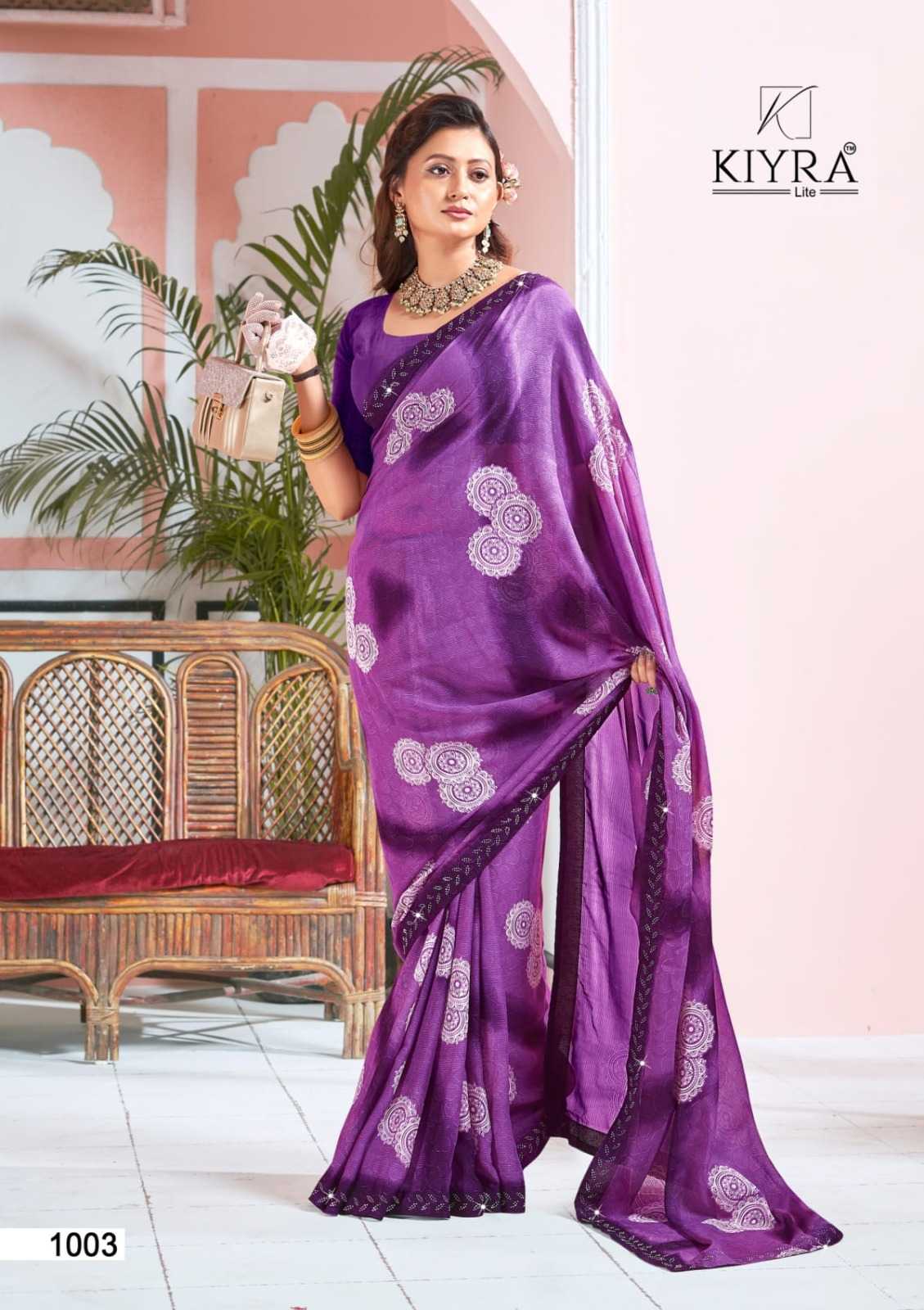 kiyra kamalkunj beautiful unique colour print saree collection