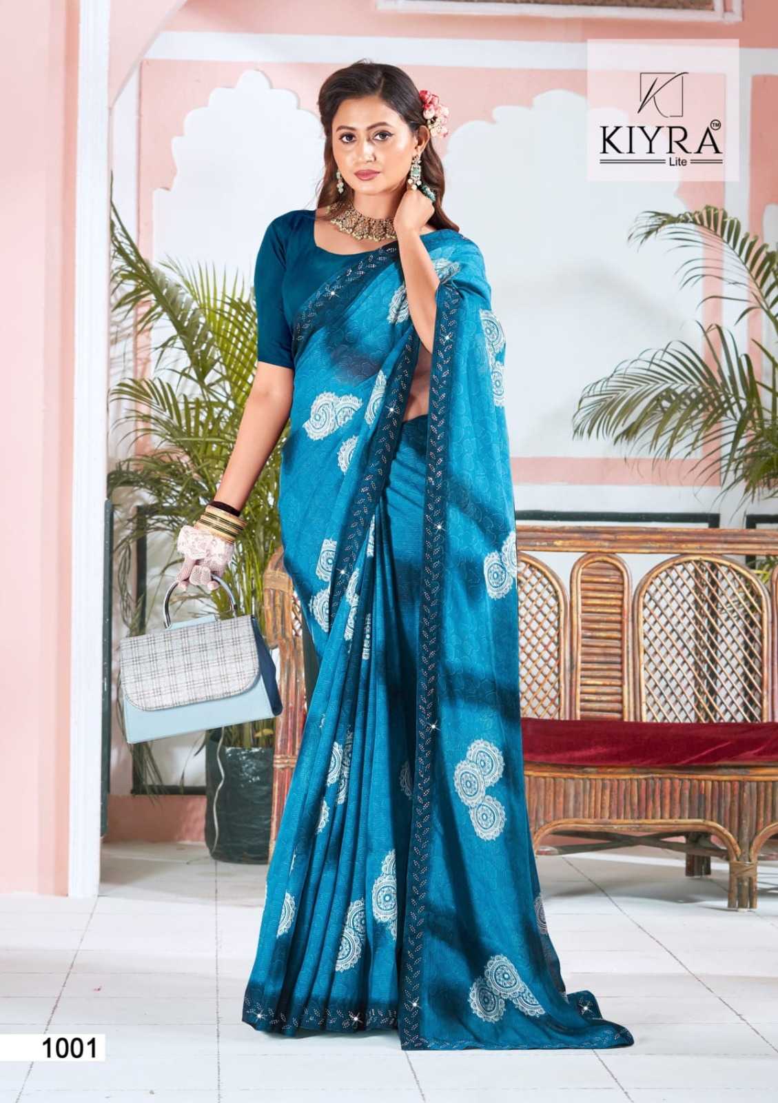 kiyra kamalkunj beautiful unique colour print saree collection