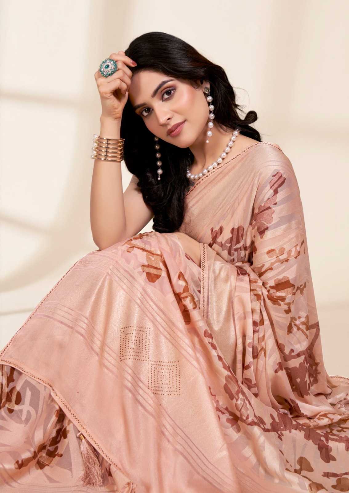 kiyra launch kanika pretty look foil print saree collection