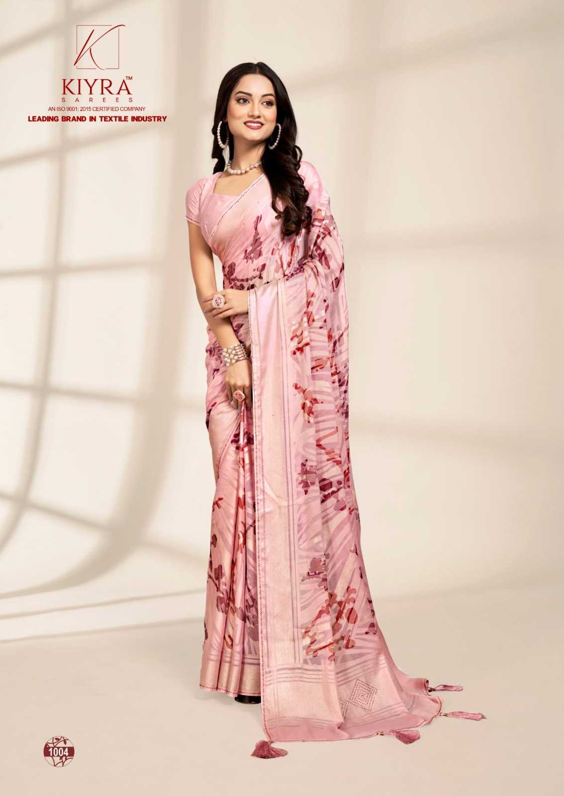 kiyra launch kanika pretty look foil print saree collection