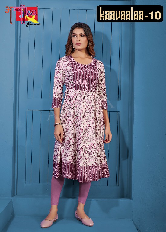 ambika kaavaalaa vol 10 full stitch rayon amazing print combo set long kurti