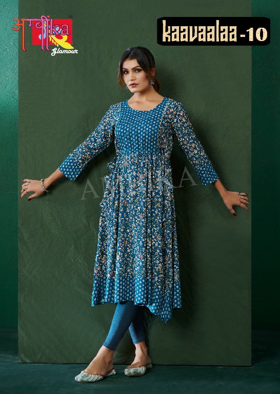ambika kaavaalaa vol 10 full stitch rayon amazing print combo set long kurti