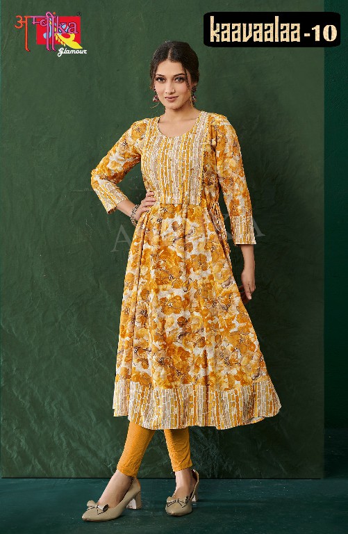 ambika kaavaalaa vol 10 full stitch rayon amazing print combo set long kurti