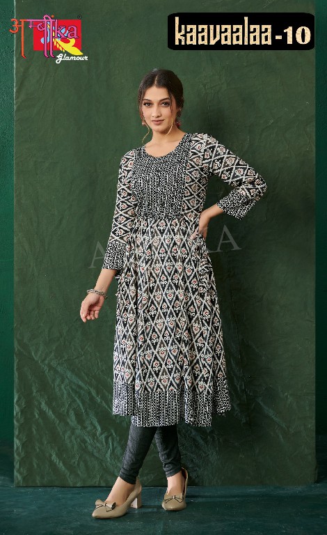 ambika kaavaalaa vol 10 full stitch rayon amazing print combo set long kurti
