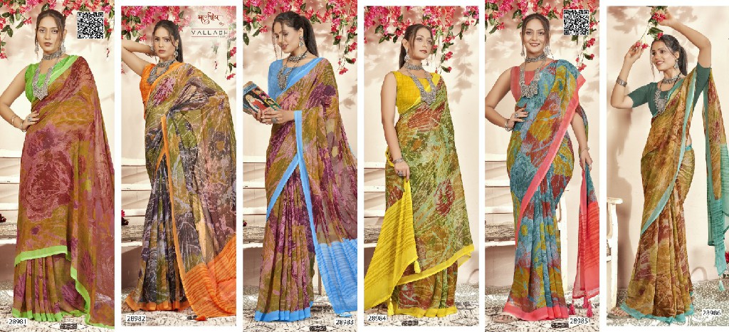 Vallabhi Manasvi Wholesale Georgette Fabrics Ethnic Indian Sarees