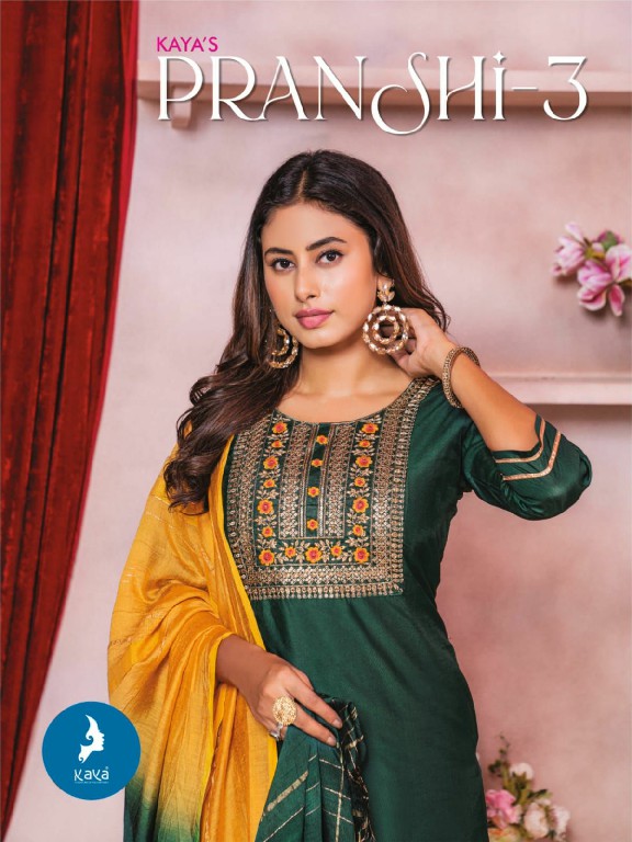 KAYA PRESENT PRANSHI VOL 3 FANCY AMAZING DESIGN WORK READYMADE SALWAR SUITS CATALOG