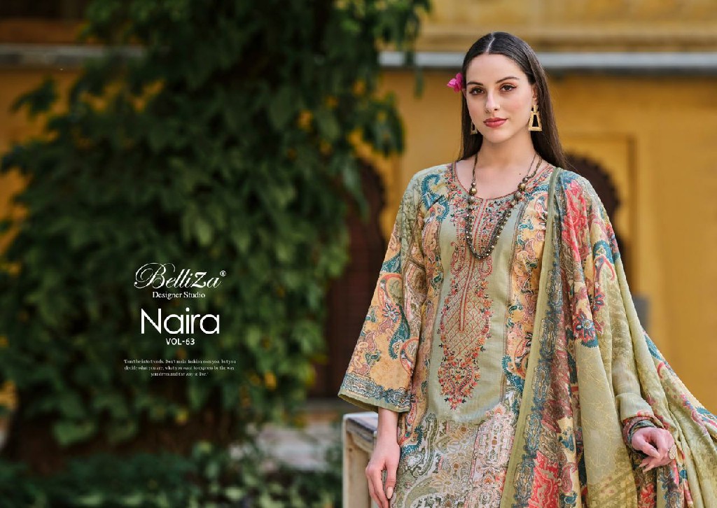 BELLIZA DESIGNER NAIRA VOL 63 COTTON DIGITAL PRINTS MODERN PAKISTANI DRESS