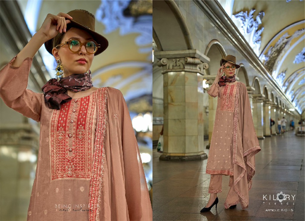 Kilory Piccaso Wholesale Pure Woven Silk With Fancy Handwork Function Wear Suits