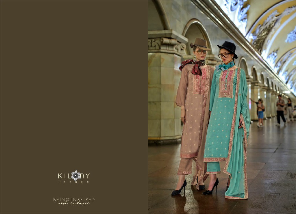 Kilory Piccaso Wholesale Pure Woven Silk With Fancy Handwork Function Wear Suits
