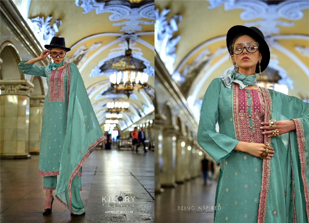 Kilory Piccaso Wholesale Pure Woven Silk With Fancy Handwork Function Wear Suits