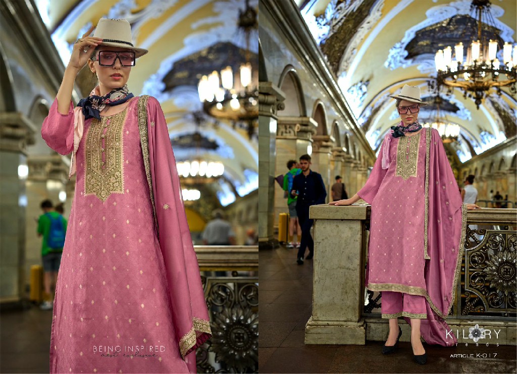 Kilory Piccaso Wholesale Pure Woven Silk With Fancy Handwork Function Wear Suits