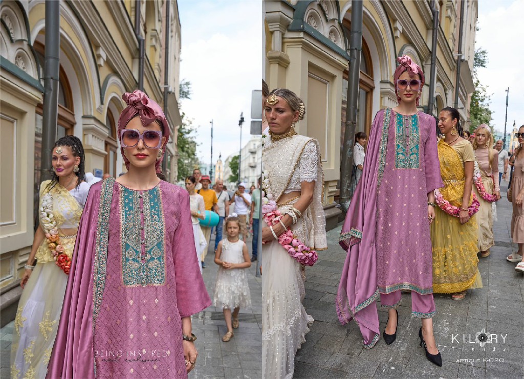 Kilory Piccaso Wholesale Pure Woven Silk With Fancy Handwork Function Wear Suits
