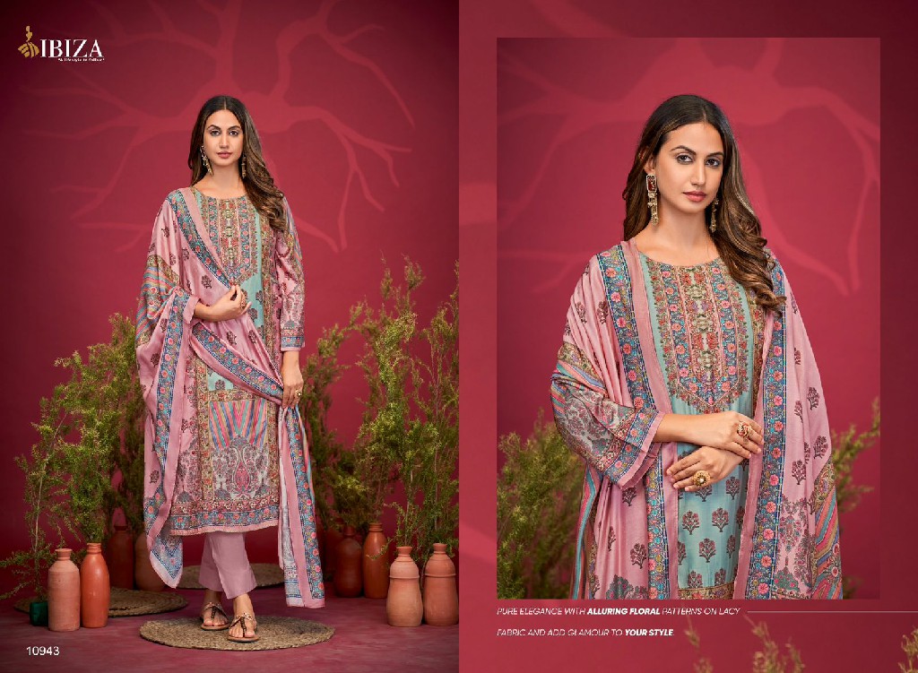 Ibiza Nadia Wholesale Pure Bambarg Muslin With Handwork Salwar Suits