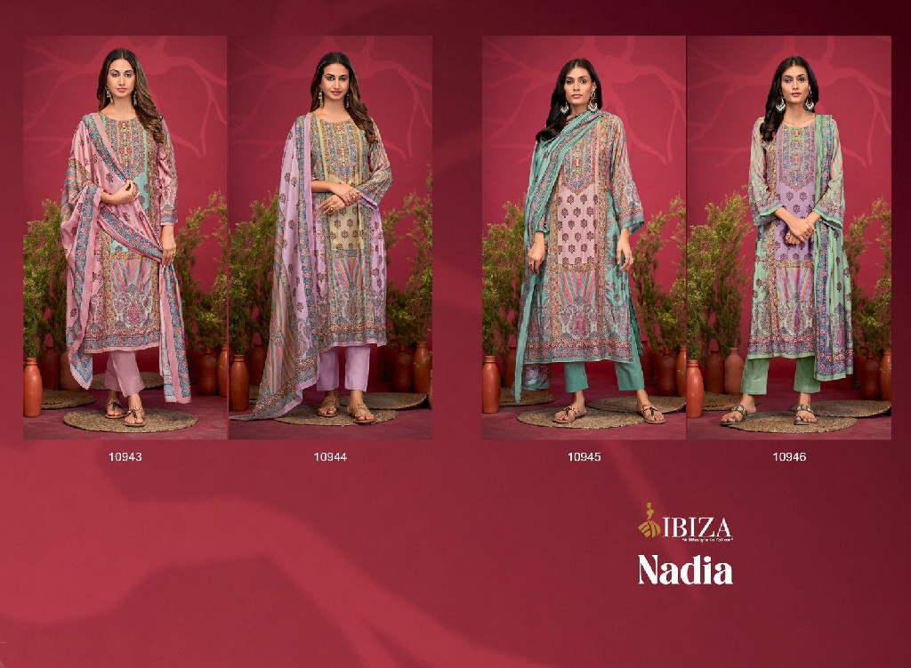 Ibiza Nadia Wholesale Pure Bambarg Muslin With Handwork Salwar Suits