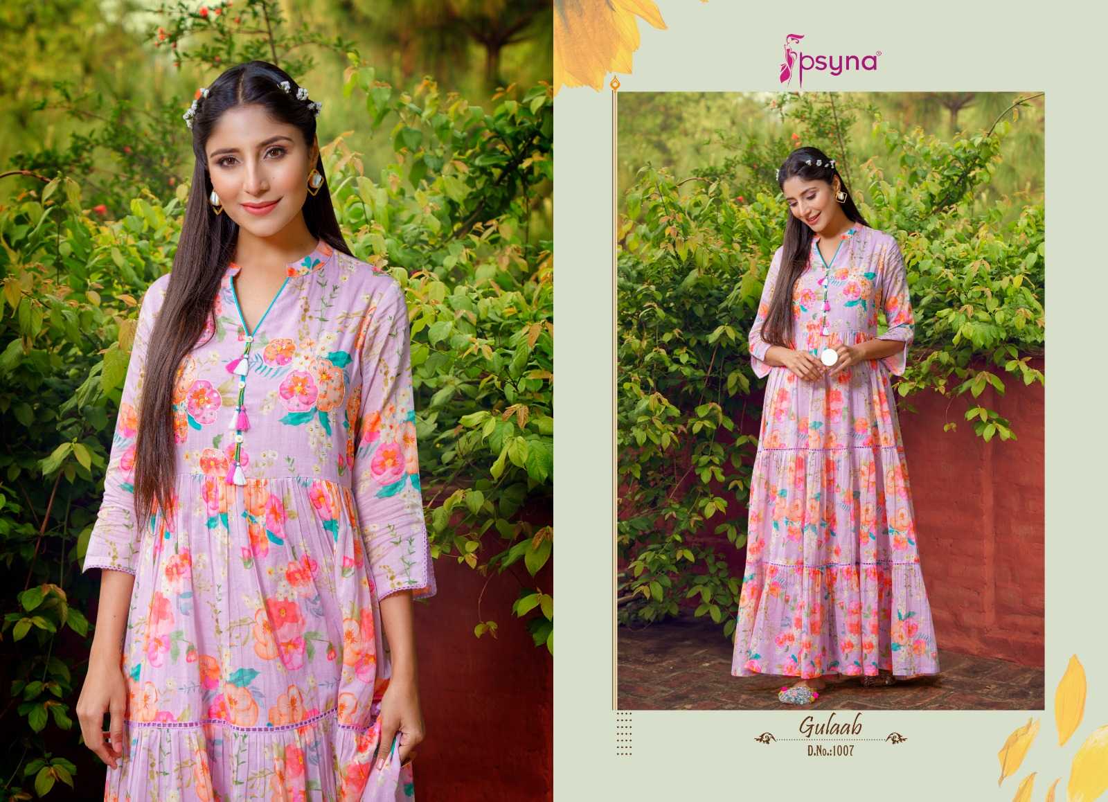 gulaab by psyna cotton classic look readymade gown