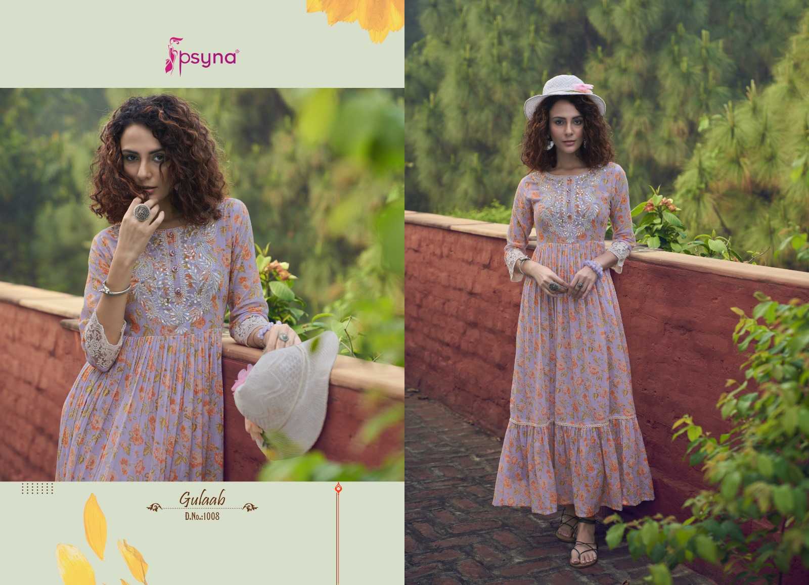 gulaab by psyna cotton classic look readymade gown