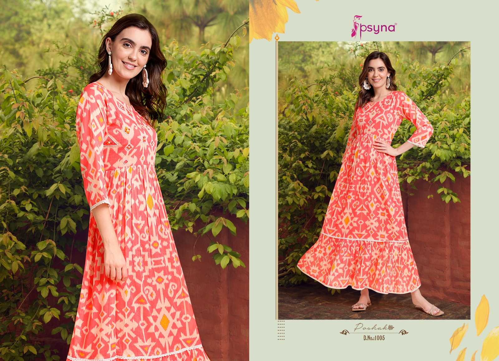 gulaab by psyna cotton classic look readymade gown