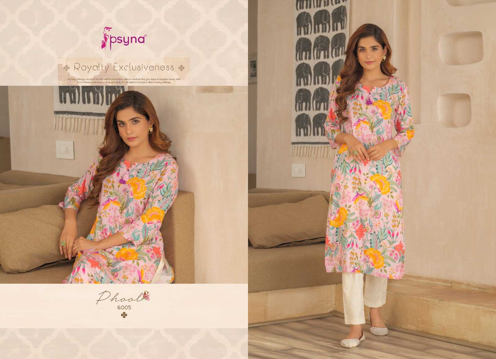 psyna phool 1 rayon print comfortable readymade long kurti