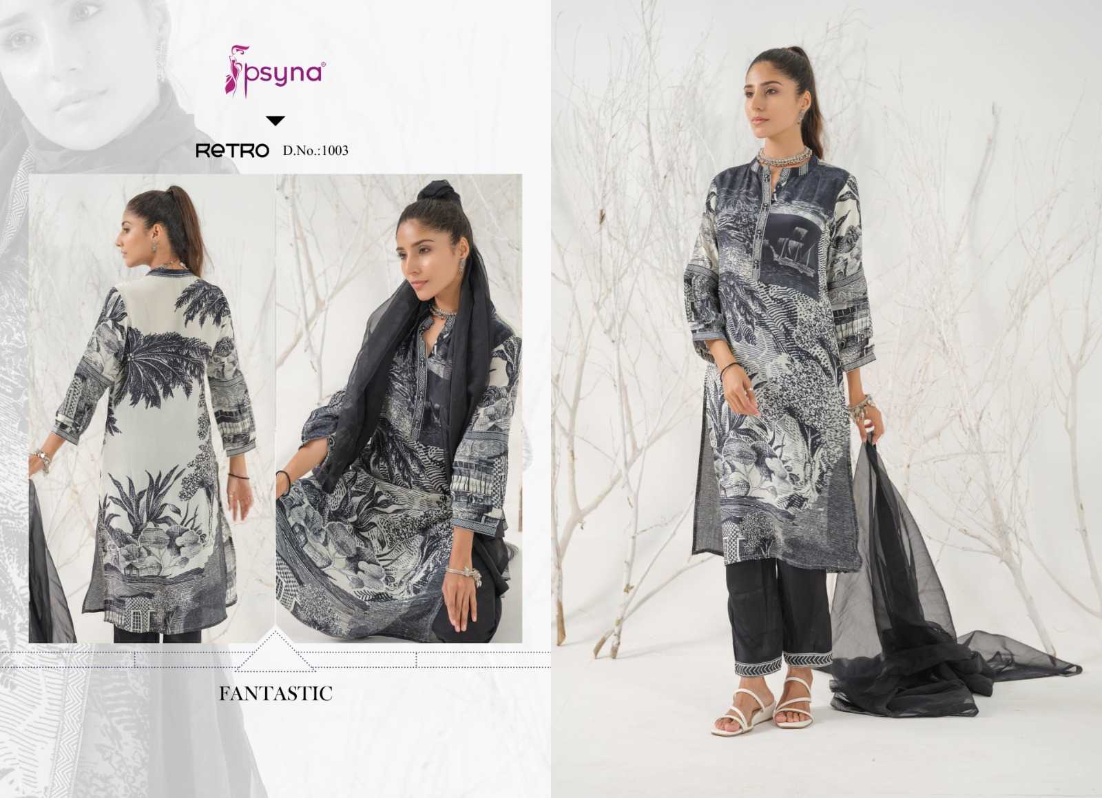 psyna retro fashionable look natural crap full stitch salwar kameez