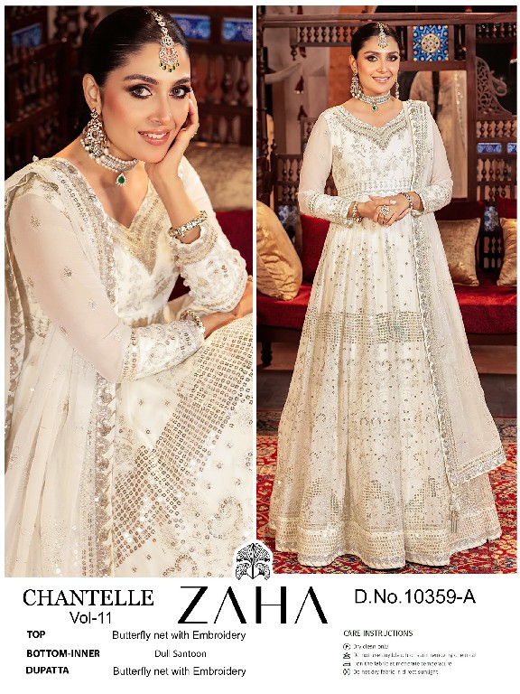 chantelle vol 11 by zaha butterfly net designer unstitch pakistani salwar suit