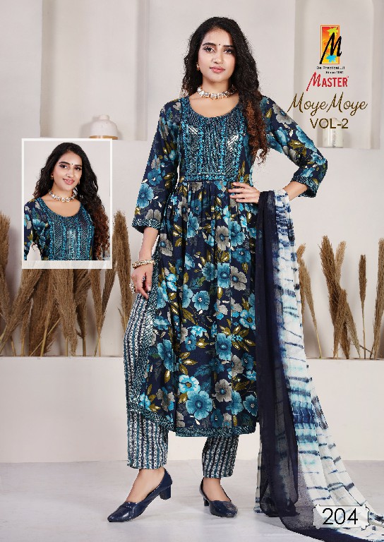 Master Moye Moye Vol-2 Wholesale Rayon Foil Print Kurtis With Pant And Dupatta