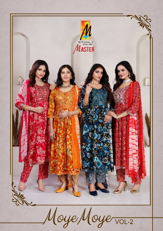 Master Moye Moye Vol-2 Wholesale Rayon Foil Print Kurtis With Pant And Dupatta