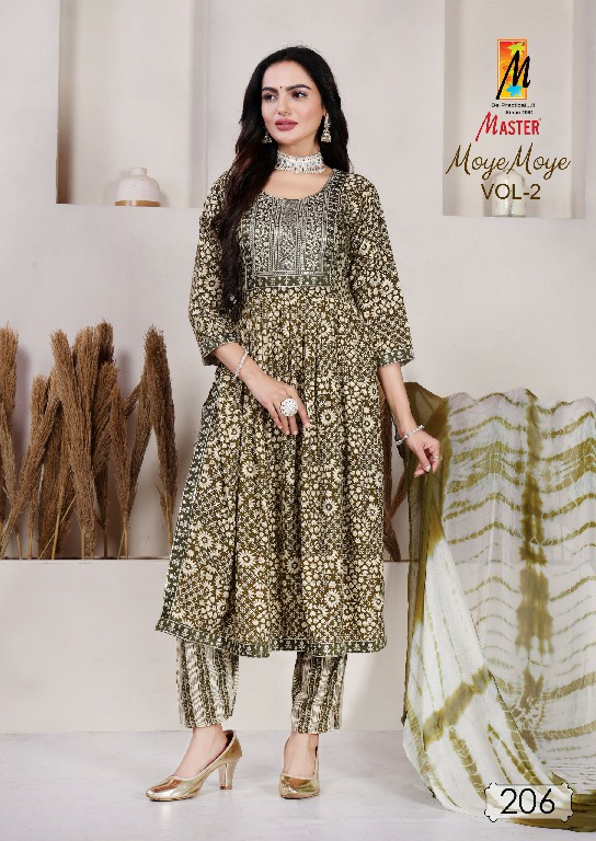 Master Moye Moye Vol-2 Wholesale Rayon Foil Print Kurtis With Pant And Dupatta