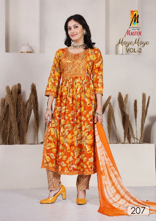 Master Moye Moye Vol-2 Wholesale Rayon Foil Print Kurtis With Pant And Dupatta