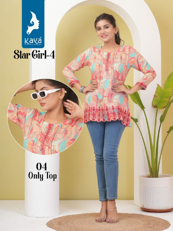 Kaya Star Girl Vol-4 Wholesale Capsule Foil Print Short Tops