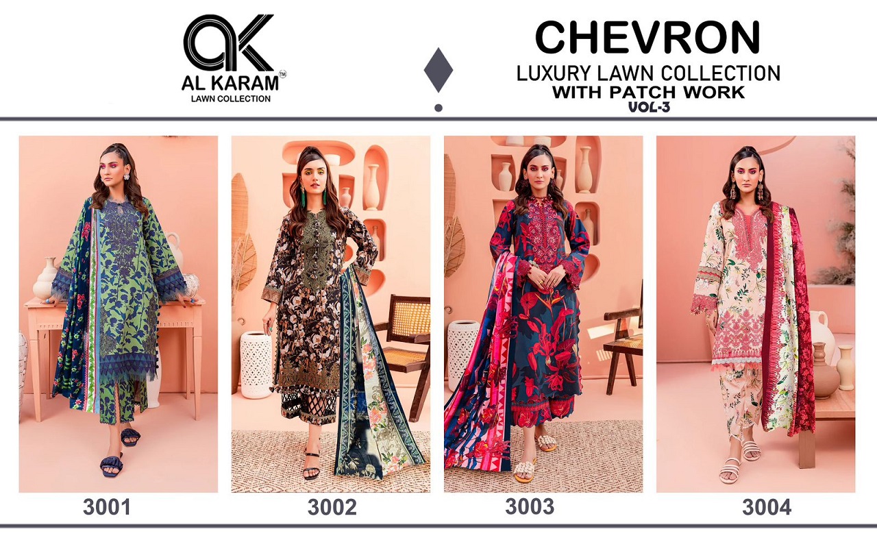 Al Karam Chevron Vol-3 Wholesale Patch Work Dress Material