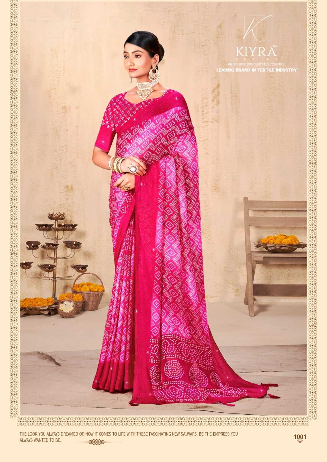 meera bandhej by kiyra saree siroski work print saree