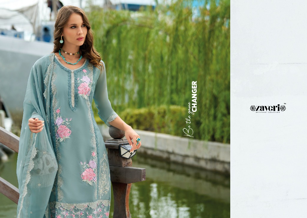 aanchal by zaveri emboidery & moti work readymade organza suits