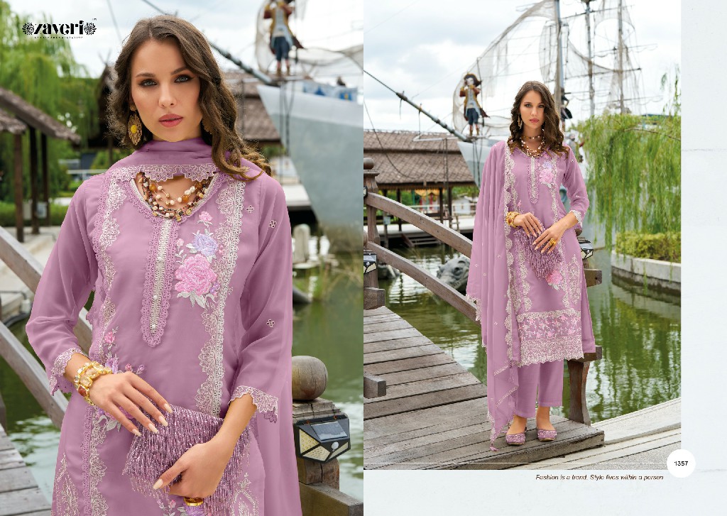 aanchal by zaveri emboidery & moti work readymade organza suits