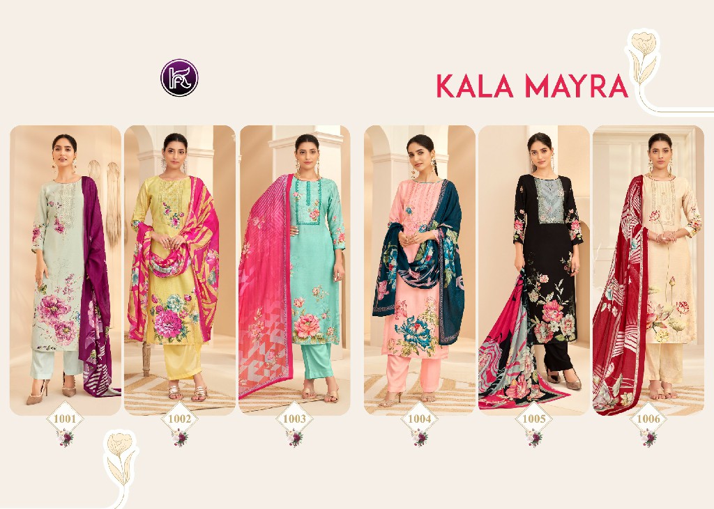 Kala Fashion Kala Mayra Wholesale Pure Muslin Digital With Hand Work Dress Material